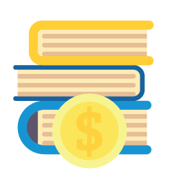 Vector graphic of books with coin